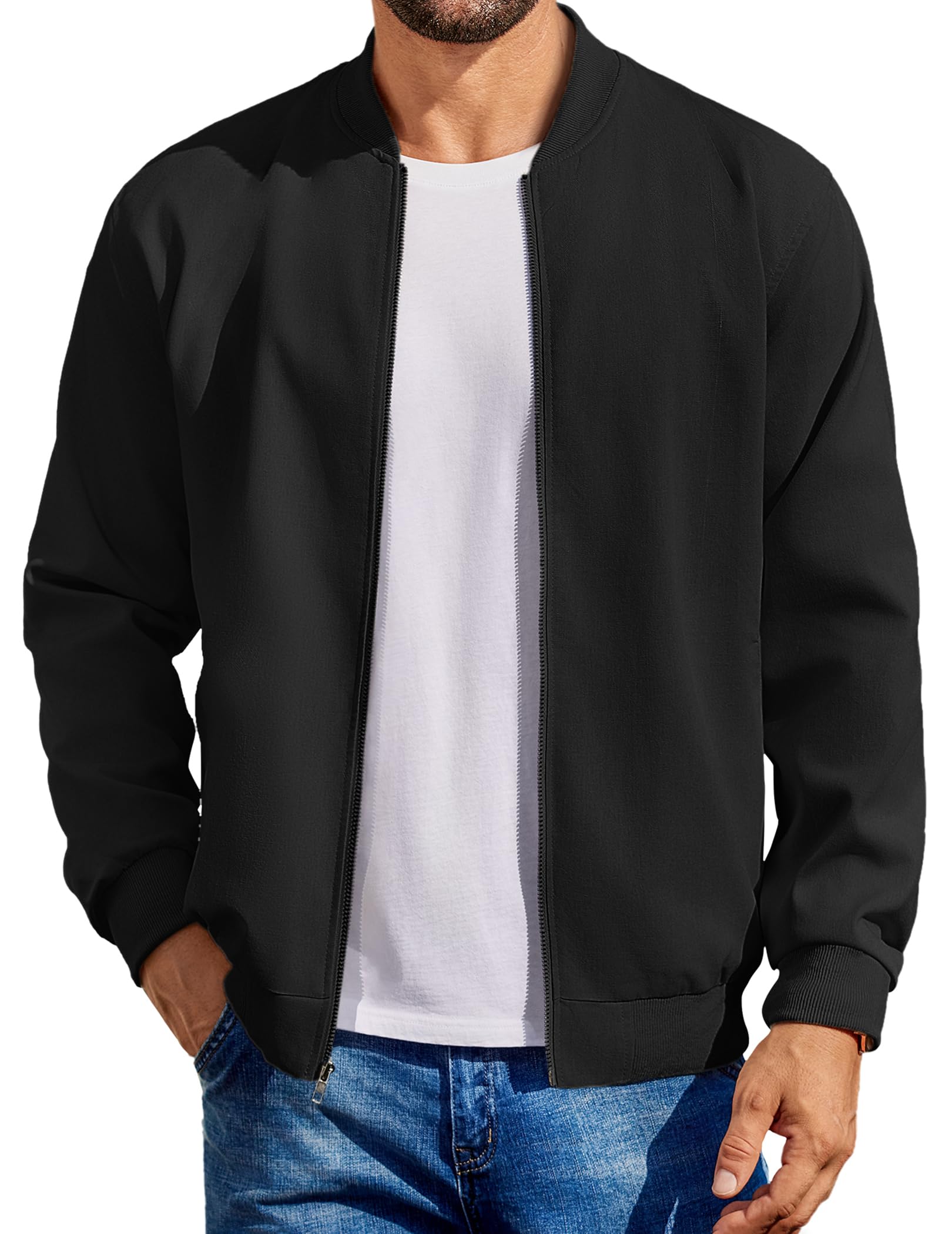 Erkek hafif günlük pamuk softshell bomber ceket